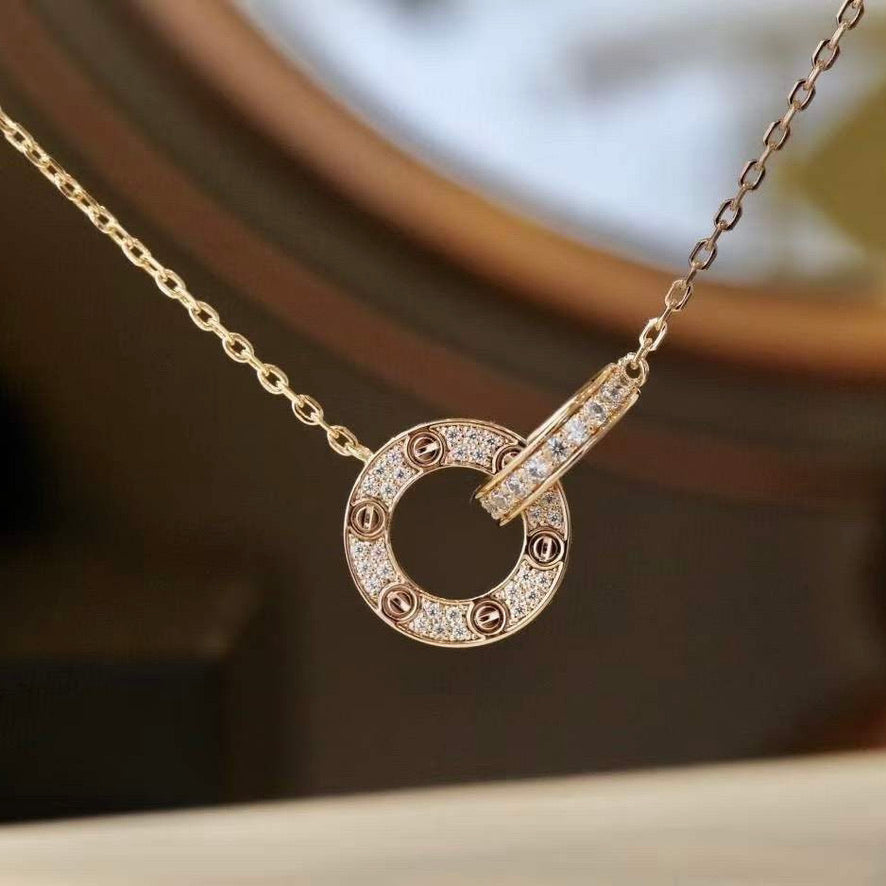 [Elitejewels] LOVE 7,6 MM HALSKETTE ROSÉGOLD UND SILBER VOLLER DIAMANT