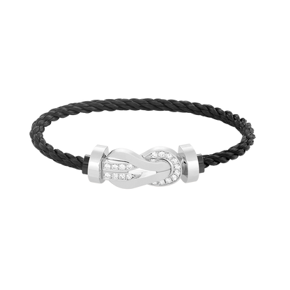[Everoly JW]CHANCE LARGE 8 FIGURE BUCKLE HALF DIAMOND BRACELET SILVER