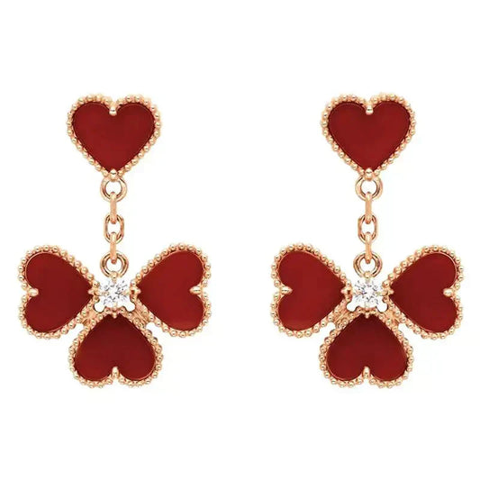 [Elitejewels]SWEET CLOVER CARNELIAN EARRINGS