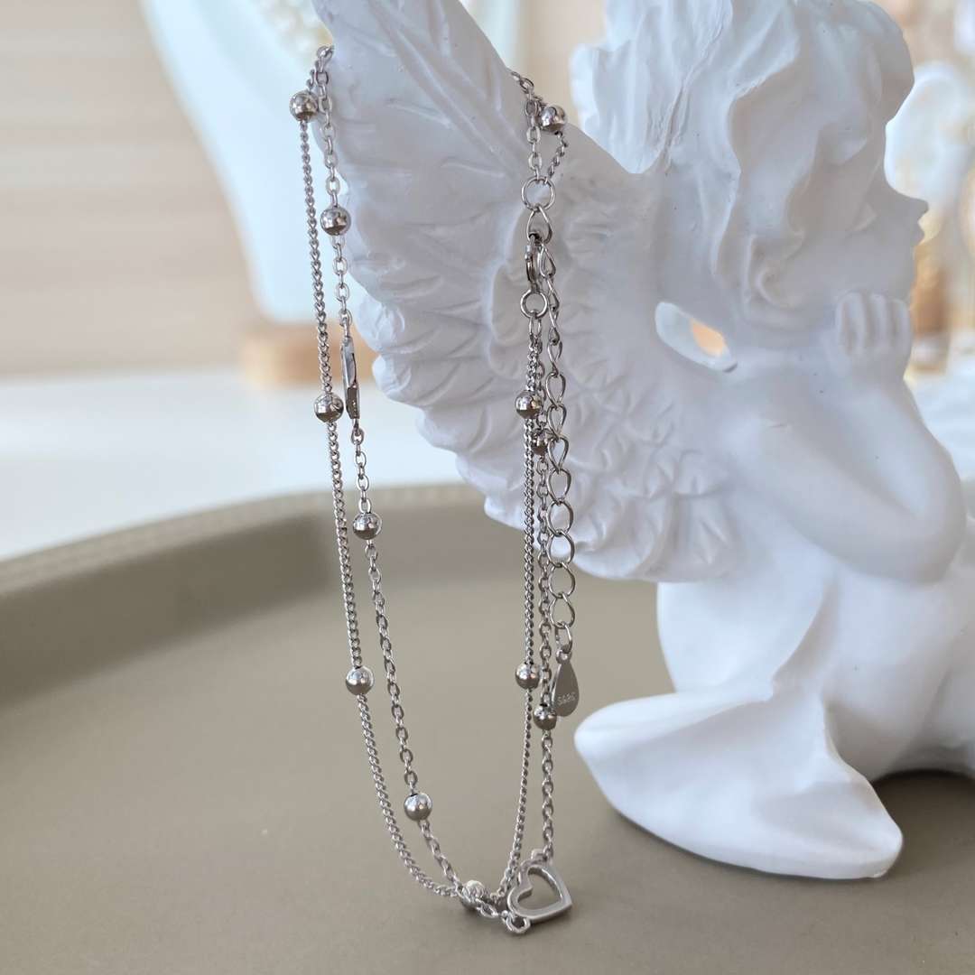 [Everoly JW]繊細なダブルレイヤーラブハートブレスレット