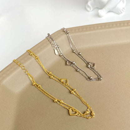 [Everoly JW]繊細なダブルレイヤーラブハートブレスレット