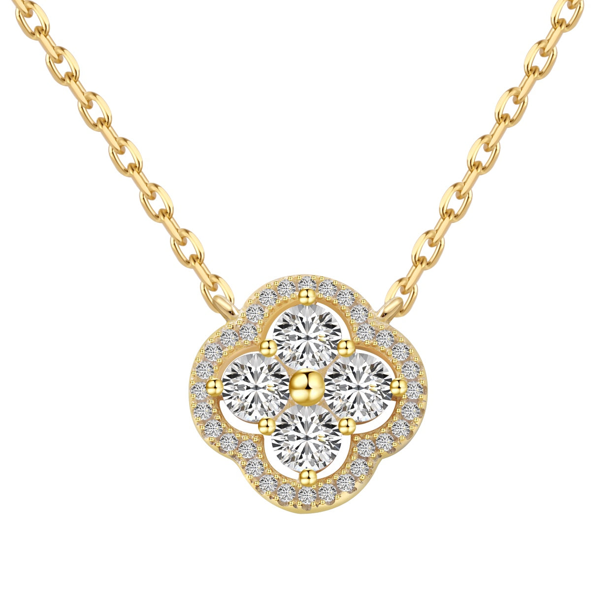 [Elitejewels]Exquisite Necklace With Four-Leaf Clover Flower Design