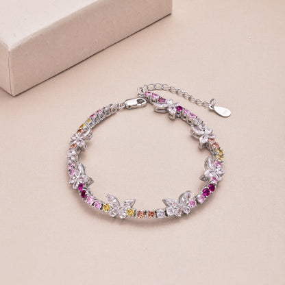 [Everoly JW] Verziertes buntes Schmetterlings-Armband im Rundschliff