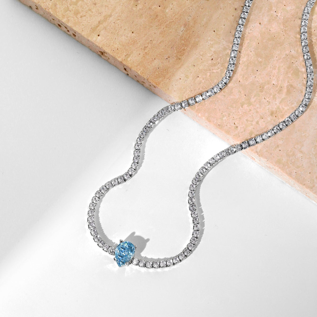 [Everoly JW]1,0 Karat Einzigartige Tenniskette im Birnenschliff