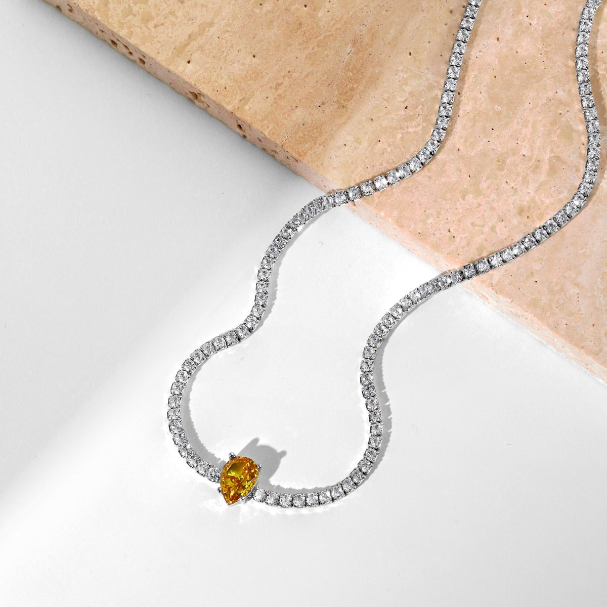 [Elitejewels]1.0 carat Unique Pear Cut Tennis Necklace