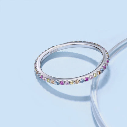 [Elitejewels]Ornate Colorful Round Cut Tennis Ring