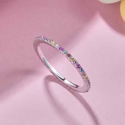 [Everoly JW]Ornate Colorful Round Cut Tennis Ring
