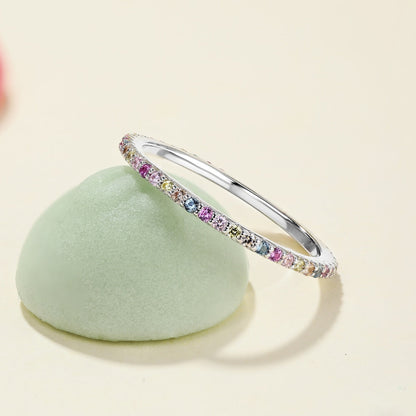 [Everoly JW]Ornate Colorful Round Cut Tennis Ring