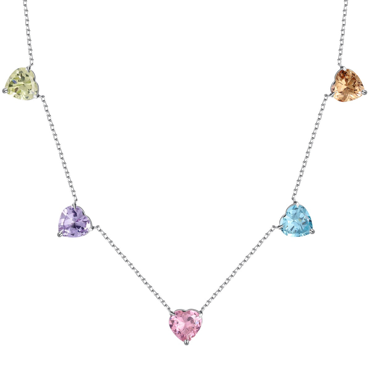 [Everoly JW]Funkelnde bunte Halskette mit Herzschliff