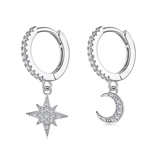 [Elitejewels]Star and Moon Asymmetric Earrings