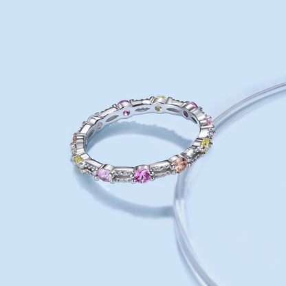 [Everoly JW] Funkelnder, farbenfroher Tennisring mit Rundschliff