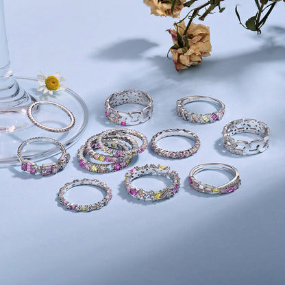 [Everoly JW] Funkelnder, farbenfroher Tennisring mit Rundschliff