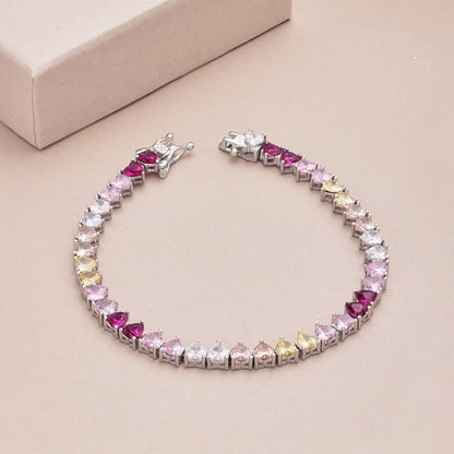 [Everoly JW]Luxuriöses buntes romantisches Herzform-Liebhaberarmband