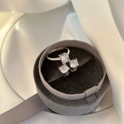 [Everoly JW] 1,0 Karat strahlende Prinzess-Schliff-Hochzeitsohrringe