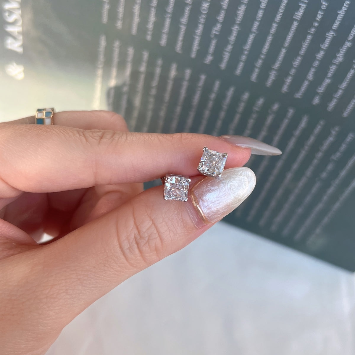[Everoly JW] 1,0 Karat strahlende Prinzess-Schliff-Hochzeitsohrringe