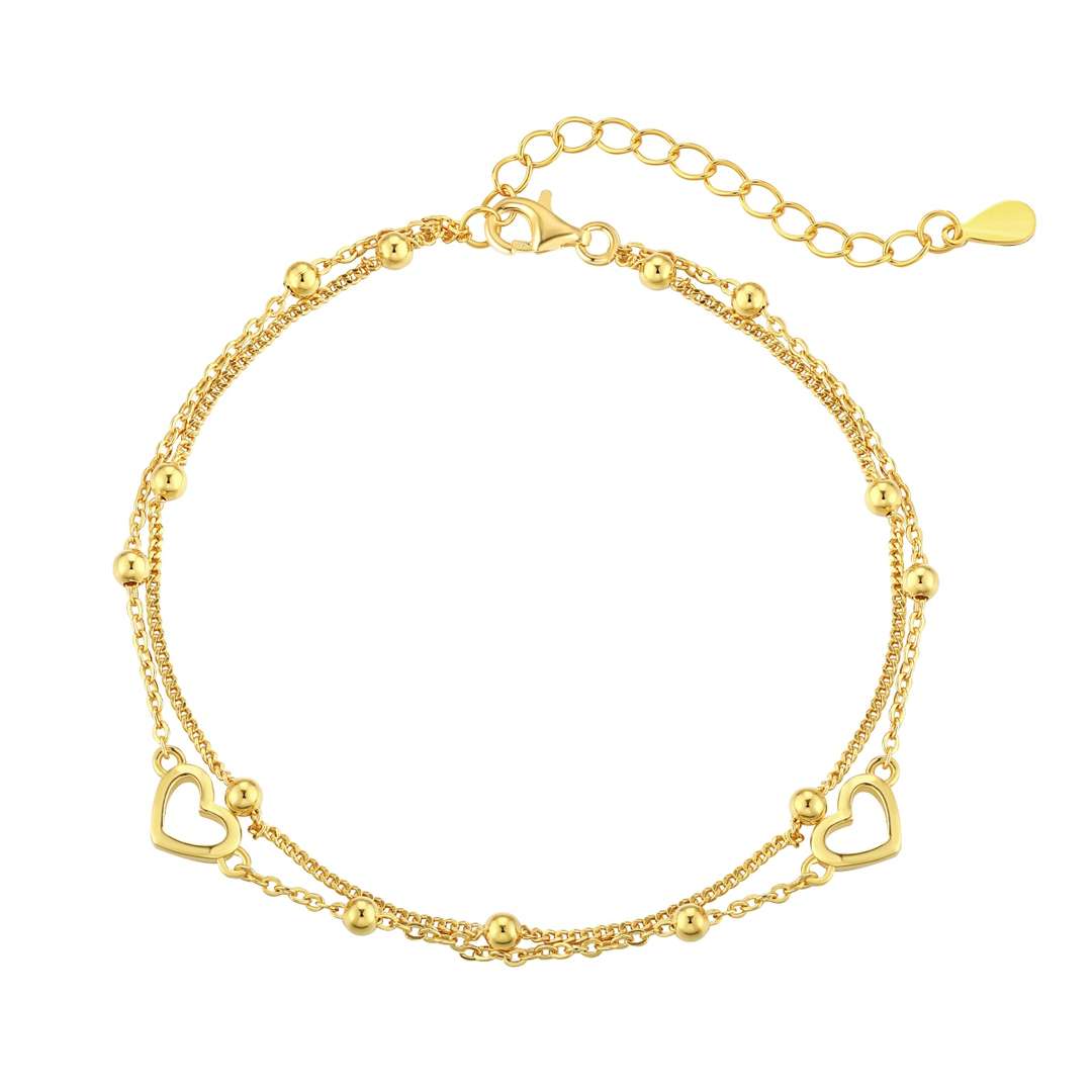 [Everoly JW]繊細なダブルレイヤーラブハートブレスレット
