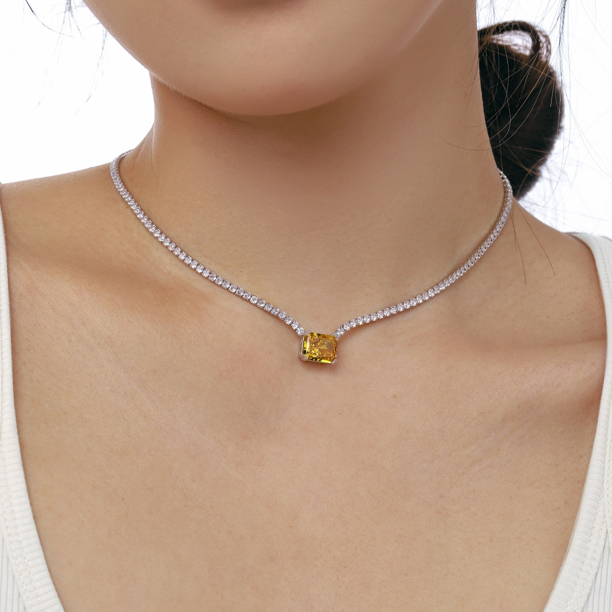 [Everoly JW]4,0 Karat Elegante Halskette im Radiantschliff