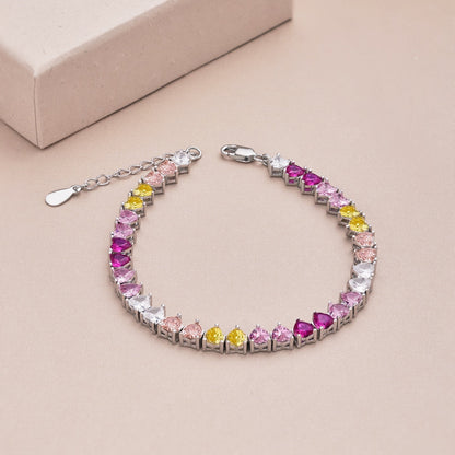 [Everoly JW]Luxuriöses buntes romantisches Herzform-Liebhaberarmband