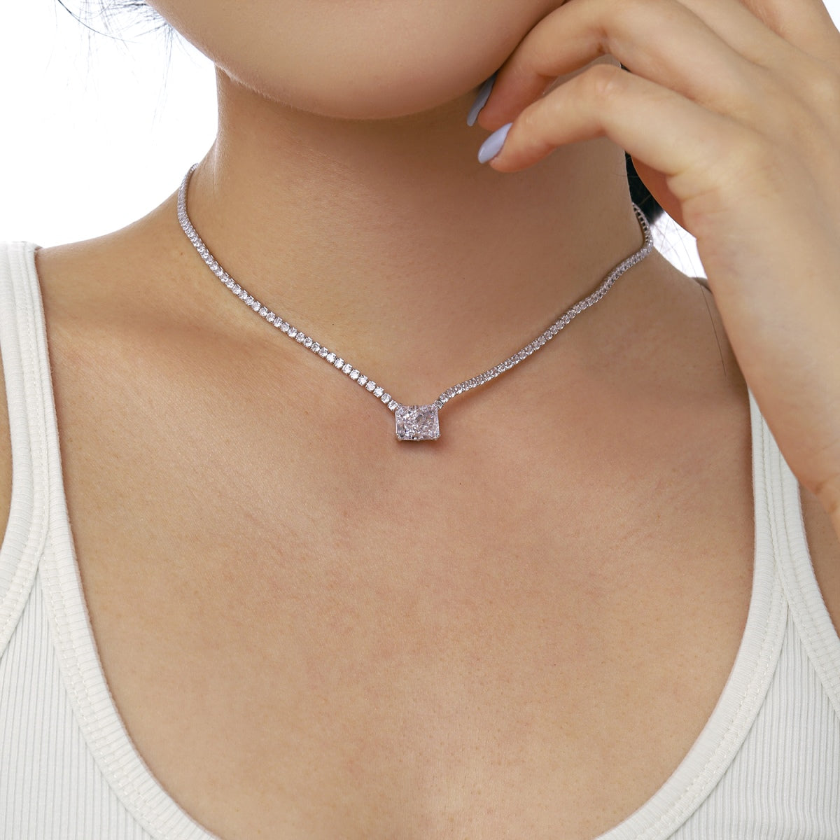 [Everoly JW]4,0 Karat Elegante Halskette im Radiantschliff