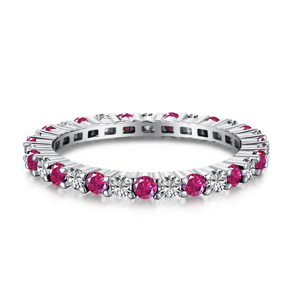 [Everoly JW]Exquisiter bunter Tennisring mit Rundschliff