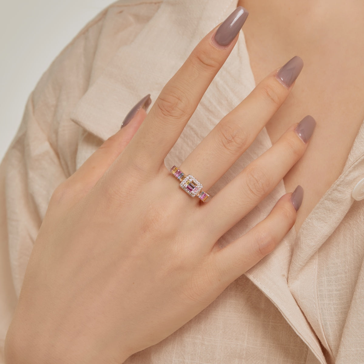 [Everoly JW]Exquisite Colorful Radiant Cut Party Ring