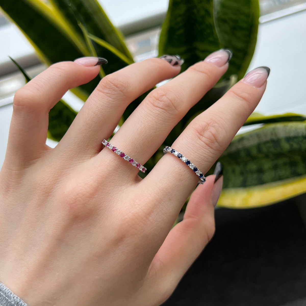 [Everoly JW]Exquisiter bunter Tennisring mit Rundschliff