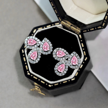 [Elitejewels]Ornate Flower Shape Pear Cut Lover Earrings