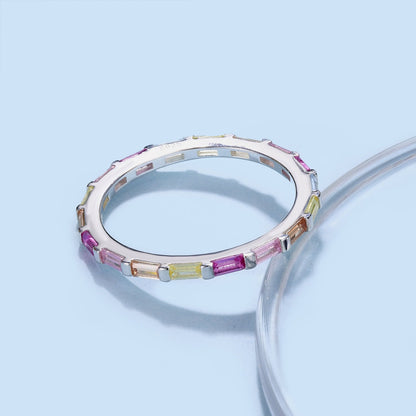 [Everoly JW]Exquisite Multicolored Emerald Cut Daily Ring