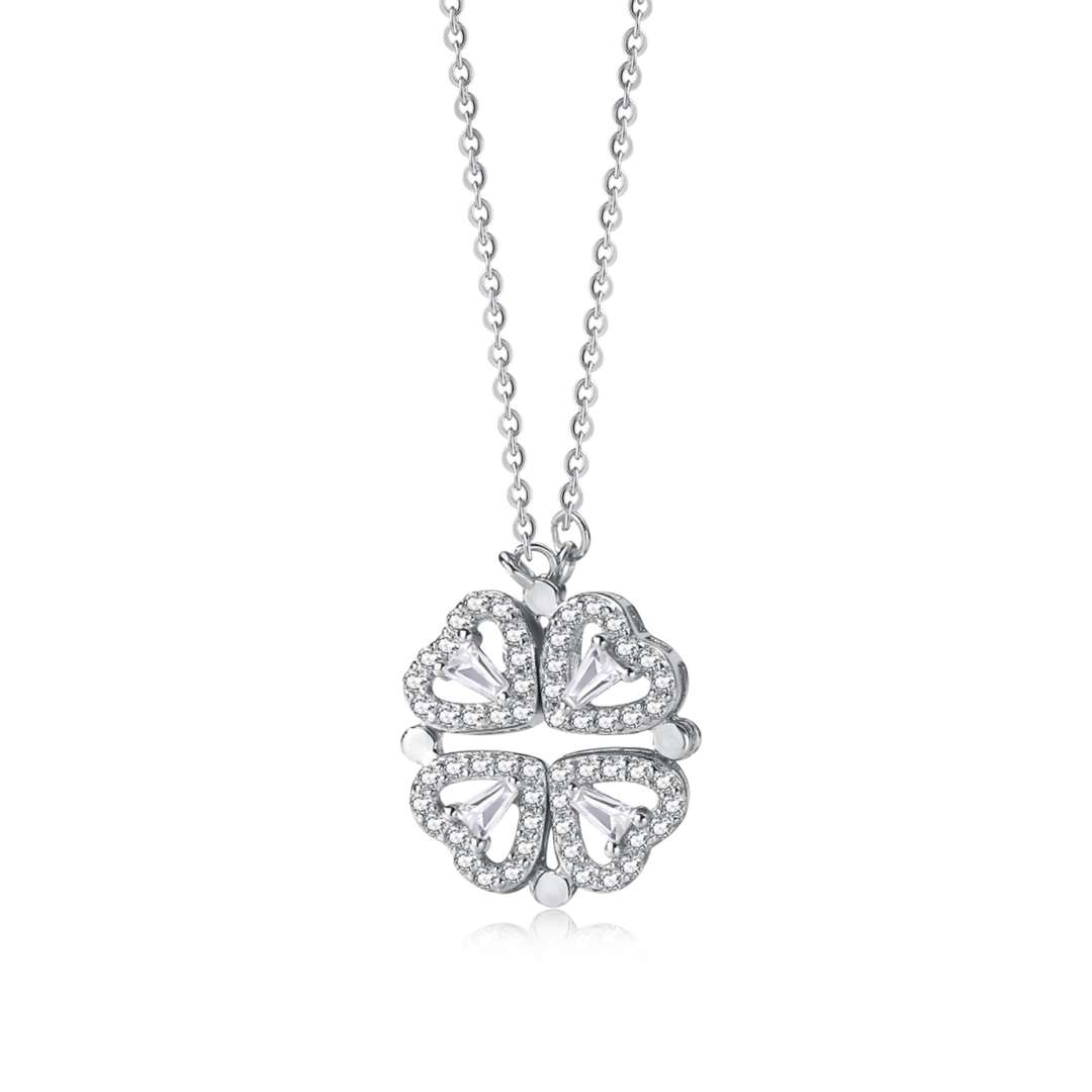 [Everoly JW] Verzierte Halskette in Herzform mit Schliffblumen