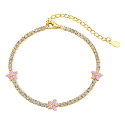 [Elitejewels]Sparkling Flower Shape Tennis Bracelet