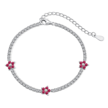 [Elitejewels]Sparkling Flower Shape Tennis Bracelet