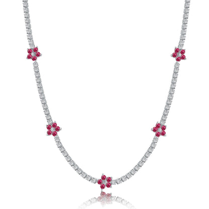 [Everoly JW]Luxuriöse bunte Blumen-Tennis-Halskette