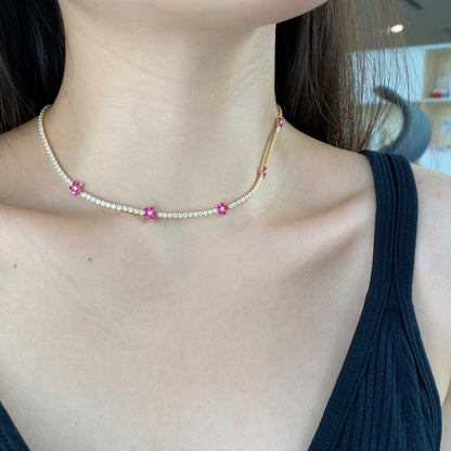 [Everoly JW]Luxuriöse bunte Blumen-Tennis-Halskette