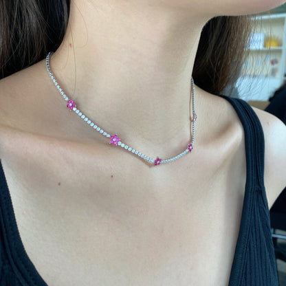 [Everoly JW]Luxuriöse bunte Blumen-Tennis-Halskette