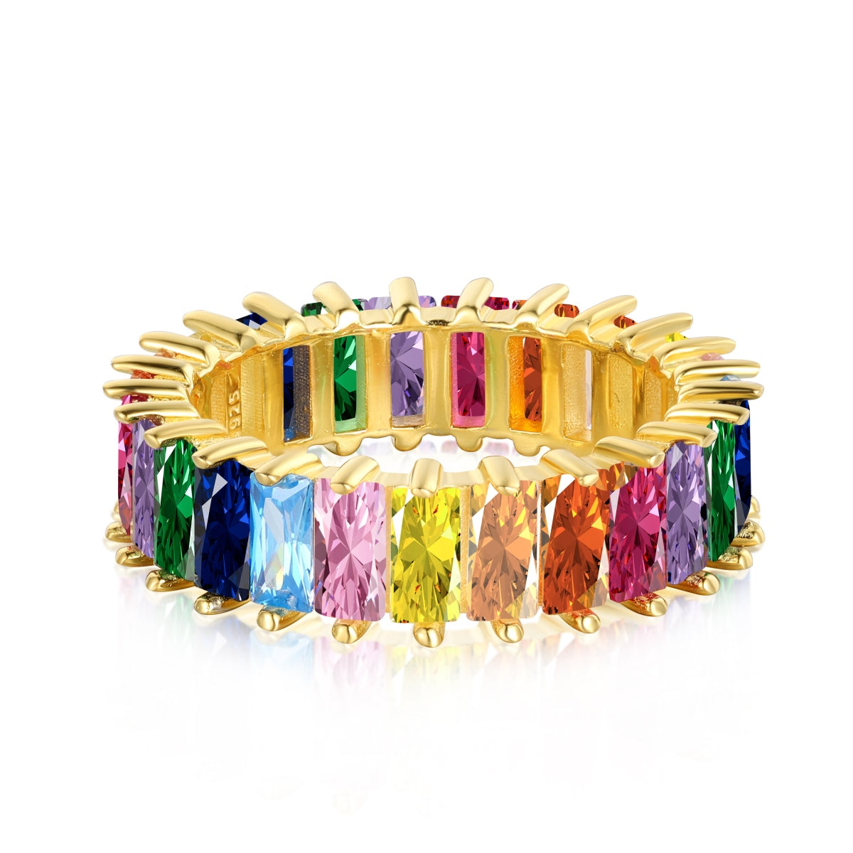 [Everoly JW]Einzigartiger farbenfroher Ring im Radiantschliff