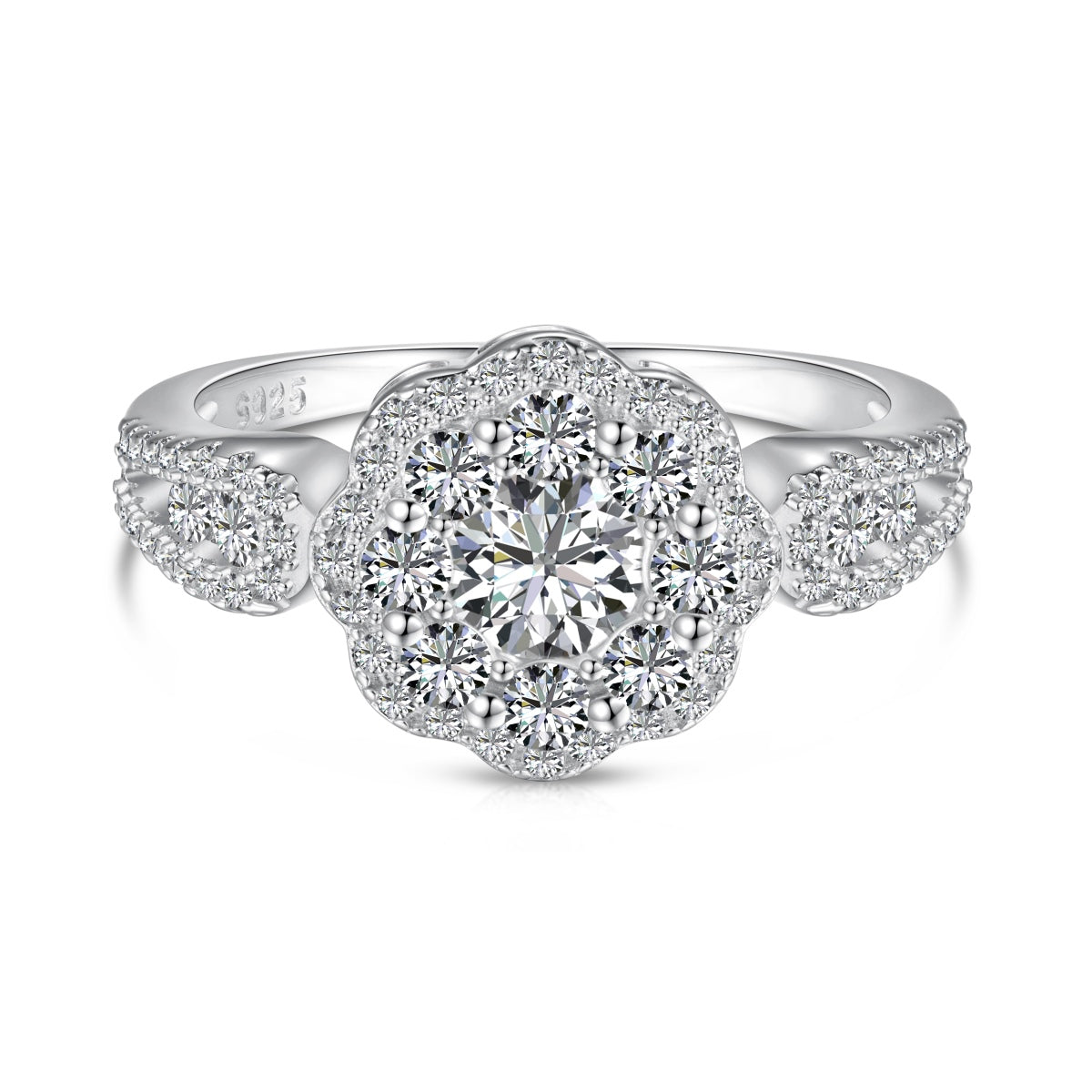 [Everoly JW] Zarter, farbenfroher Ehering in Blumenform mit rundem Schliff