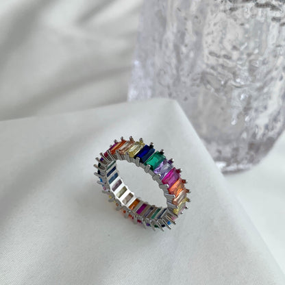 [Everoly JW]Einzigartiger farbenfroher Ring im Radiantschliff
