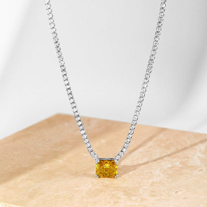 [Everoly JW]4,0 Karat Elegante Halskette im Radiantschliff