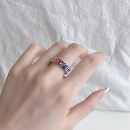 [Everoly JW]Einzigartiger farbenfroher Ring im Radiantschliff