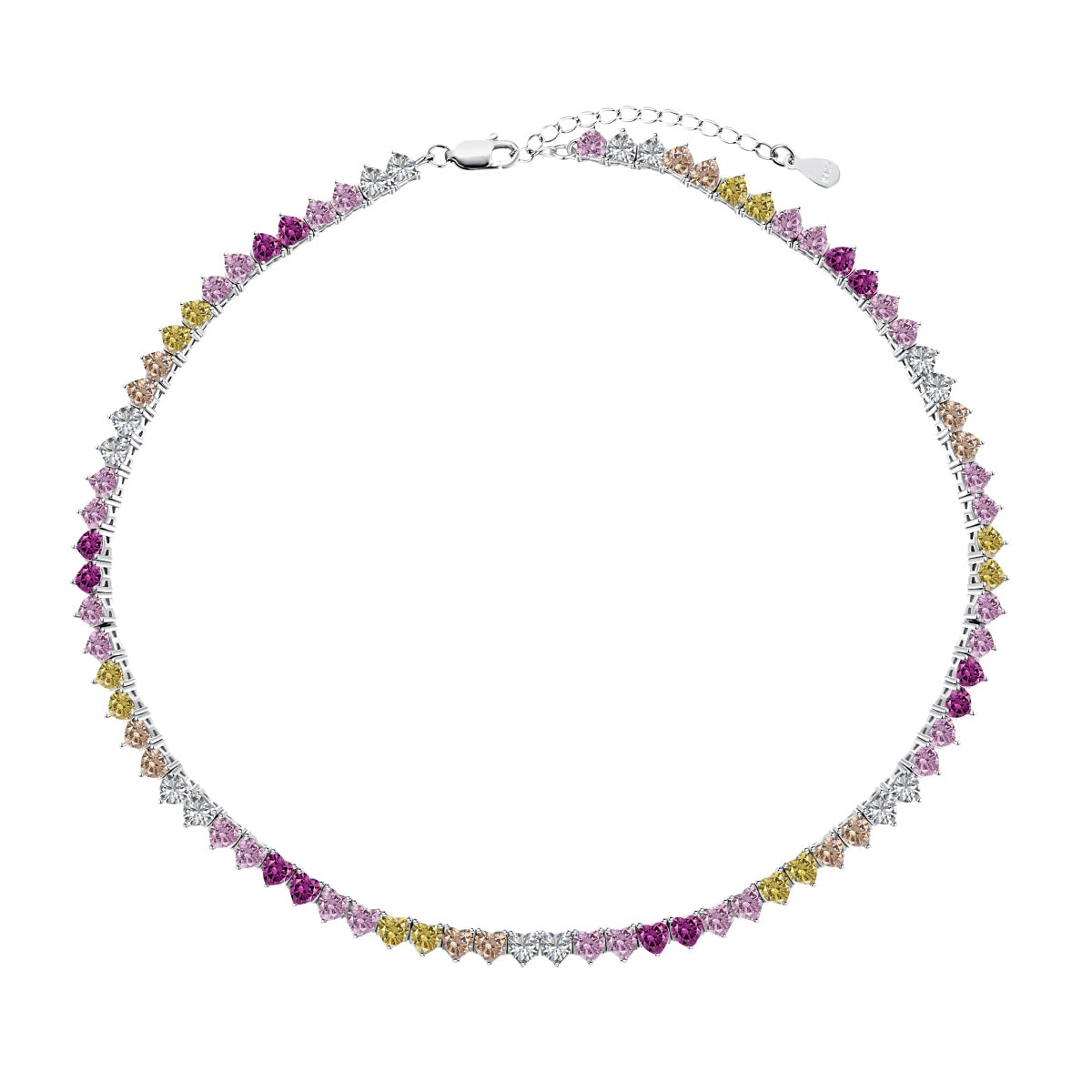 [Everoly JW] Funkelnde bunte Tennis-Halskette mit Herz