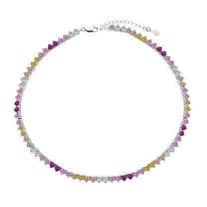 [Everoly JW] Funkelnde bunte Tennis-Halskette mit Herz