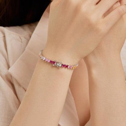 [Everoly JW]Luxuriöses buntes romantisches Herzform-Liebhaberarmband