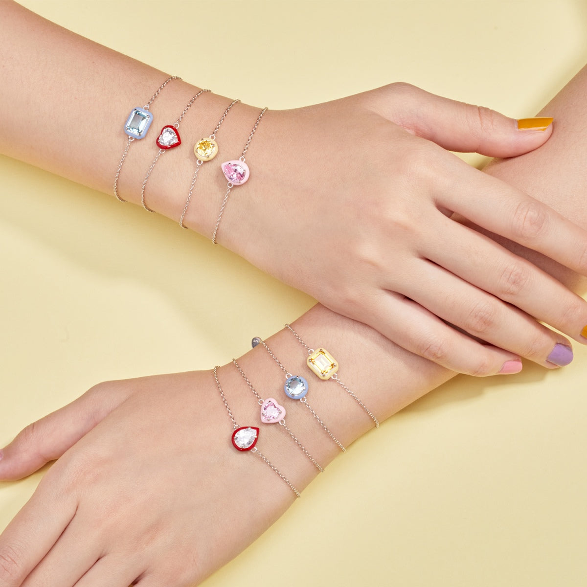 [Everoly JW]2.0カラットの輝くカラフルなエメラルドカットのデイリーブレスレット