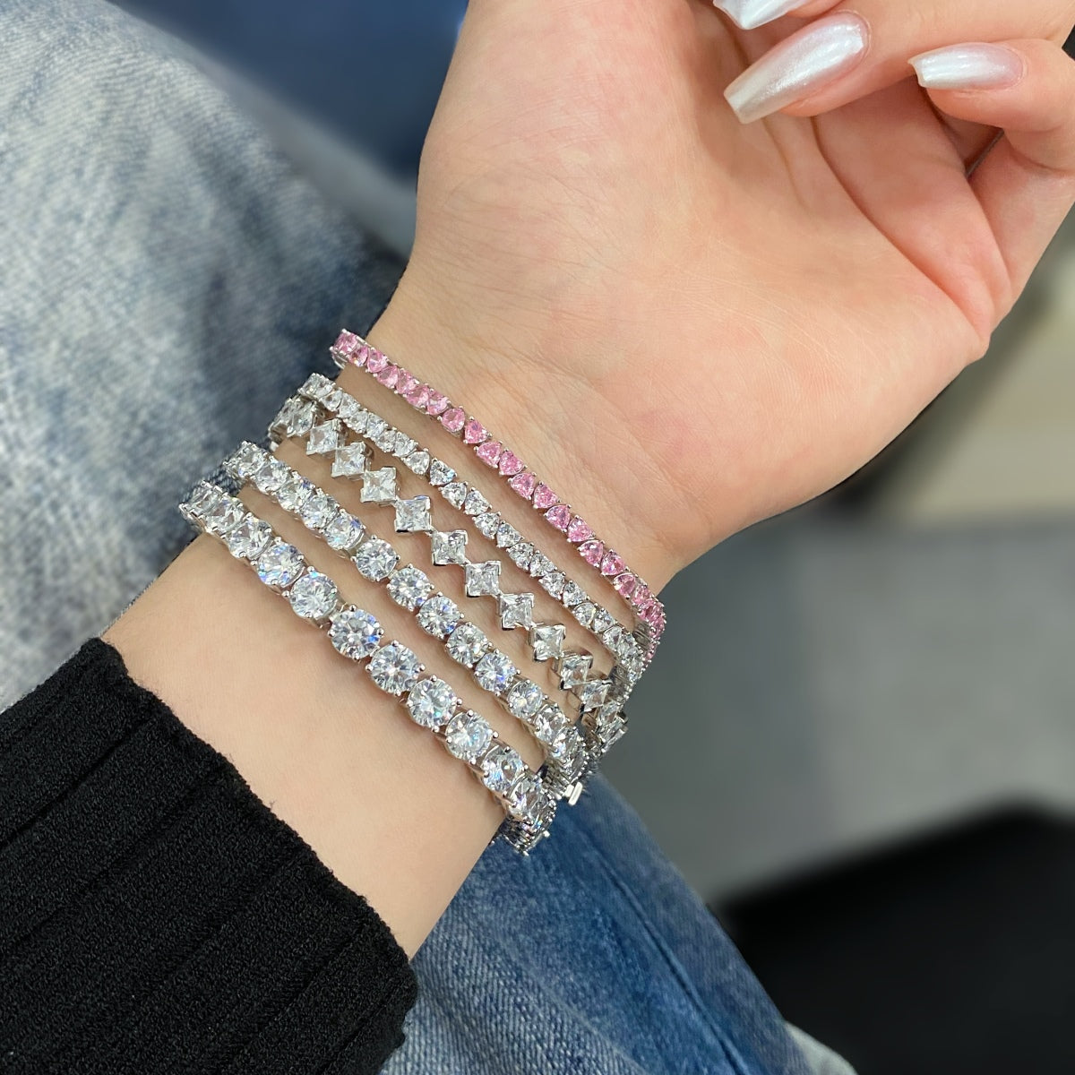 [Everoly JW]0,5 Karat verziertes Princess-Schliff-Tagesarmband