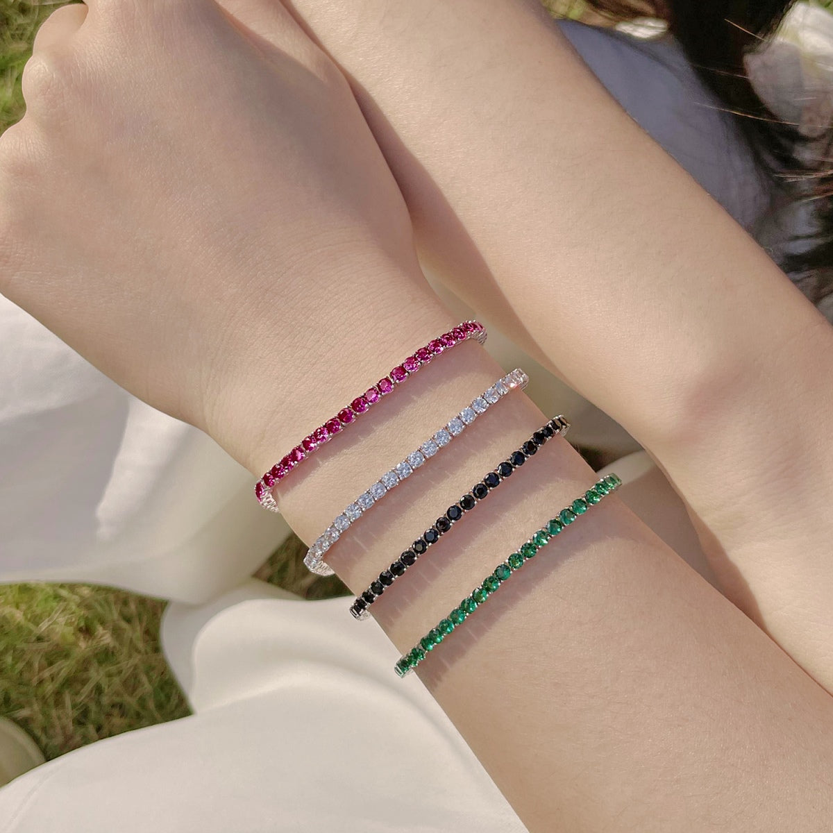 [Everoly JW] Strahlend buntes Party-Armband im Rundschliff