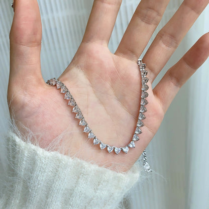 [Everoly JW] Verzierte Tenniskette mit Herzschliff