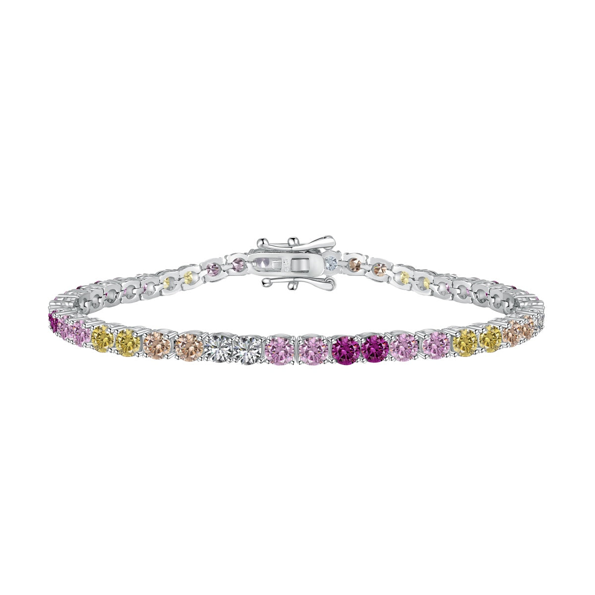 [Everoly JW] Strahlend buntes Tennisarmband mit Rundschliff