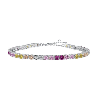 [Everoly JW] Strahlend buntes Tennisarmband mit Rundschliff