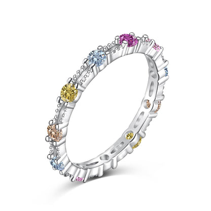 [Everoly JW] Funkelnder, farbenfroher Tennisring mit Rundschliff