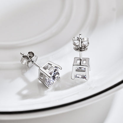[Everoly JW] 1,0 Karat strahlende Prinzess-Schliff-Hochzeitsohrringe